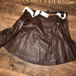 Leather flare skirt